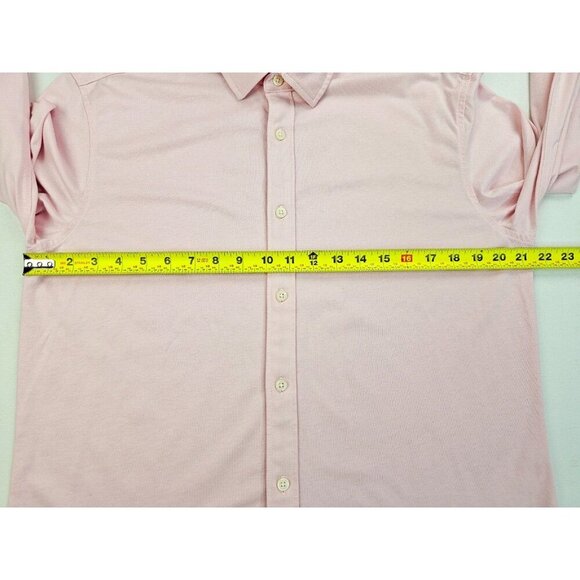 Untuckit Slim Fit Size Large Mens Pink Long Sleeve Logo Tag Cotton Huber Shirt - Picture 3 of 10
